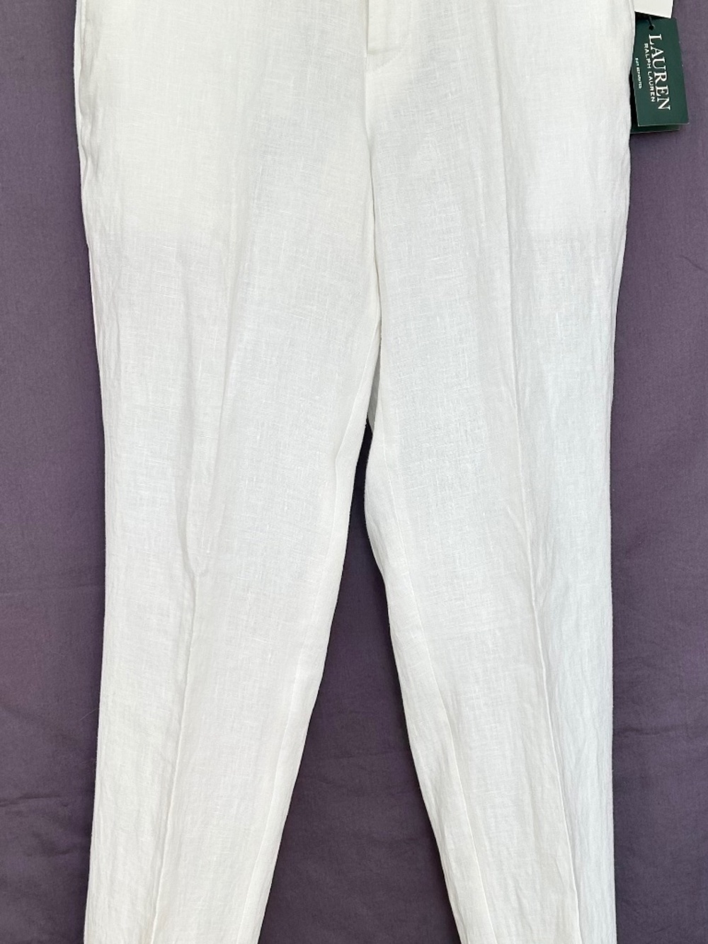NWT Lauren Ralph Lauren Women’s White Linen Dress Pants Classic Straight 14R